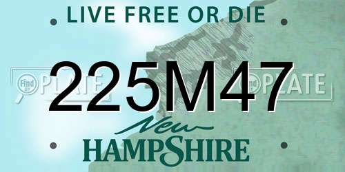 225M47 New Hampshire License Plate