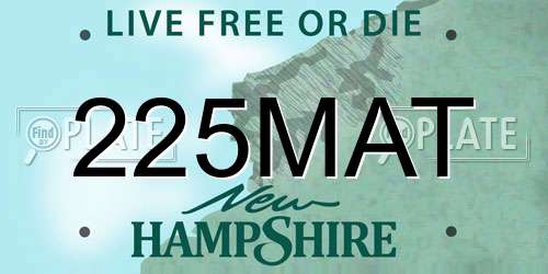 225MAT New Hampshire License Plate