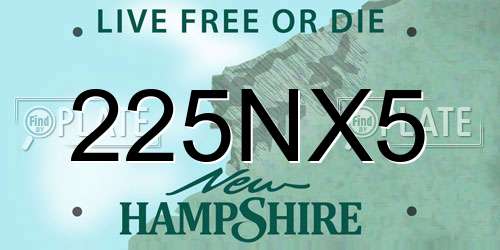 225NX5 New Hampshire License Plate