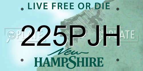 225PJH New Hampshire License Plate