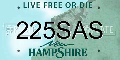 225SAS New Hampshire License Plate