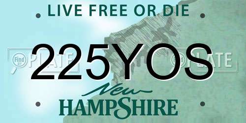 225YOS New Hampshire License Plate