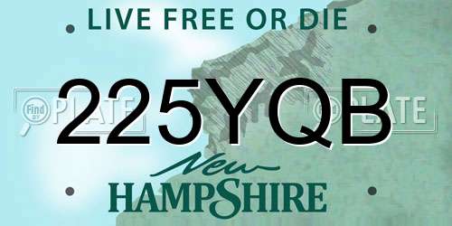 225YQB New Hampshire License Plate