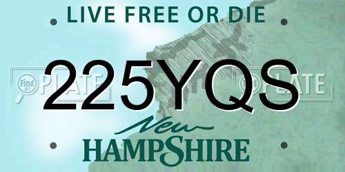 225YQS New Hampshire License Plate