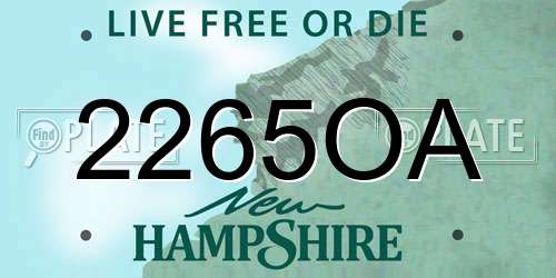2265OA New Hampshire License Plate