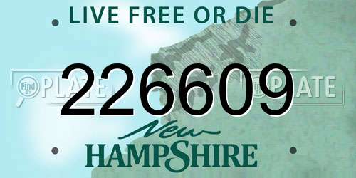 226609 New Hampshire License Plate