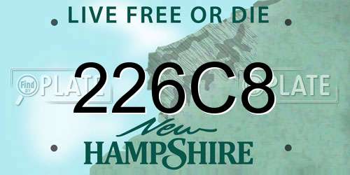 226C8 New Hampshire License Plate