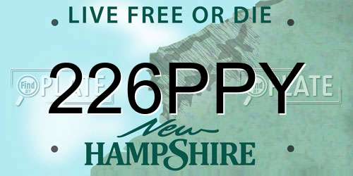 226PPY New Hampshire License Plate
