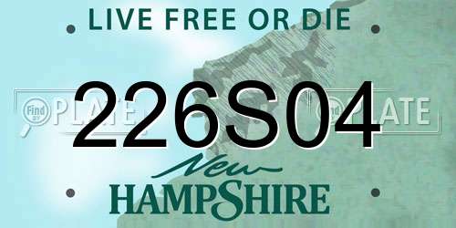 226S04 New Hampshire License Plate