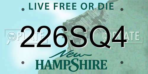 226SQ4 New Hampshire License Plate