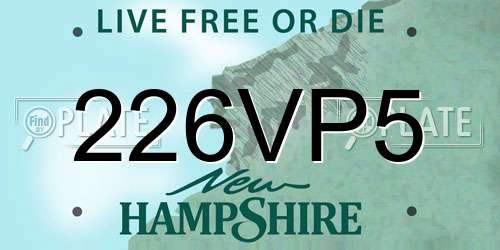 226VP5 New Hampshire License Plate