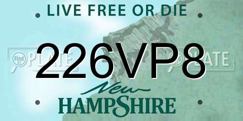 226VP8 New Hampshire License Plate