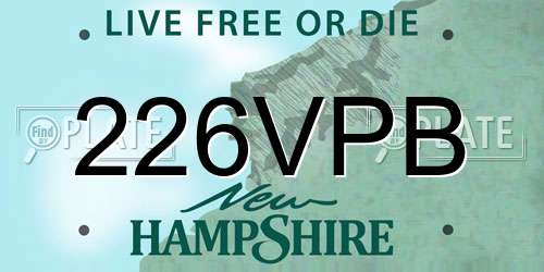 226VPB New Hampshire License Plate