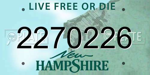2270226 New Hampshire License Plate