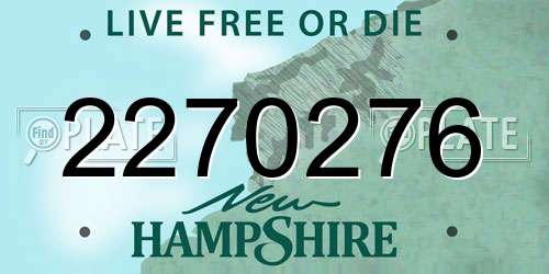 2270276 New Hampshire License Plate