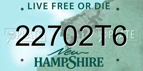 22702T6 New Hampshire License Plate