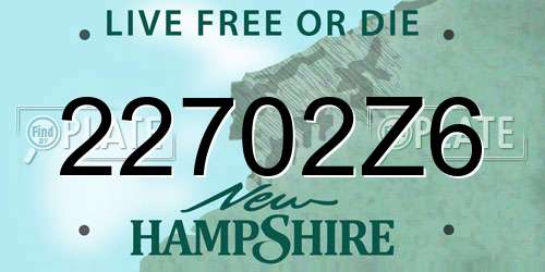 22702Z6 New Hampshire License Plate