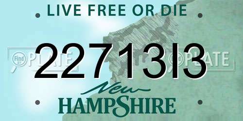 22713I3 New Hampshire License Plate