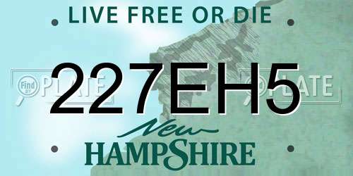 227EH5 New Hampshire License Plate