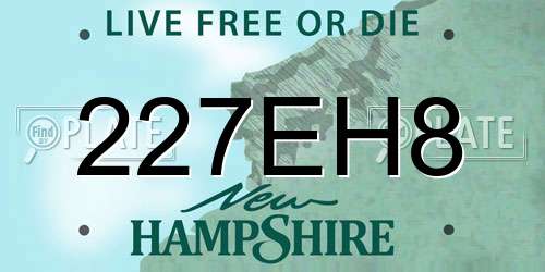 227EH8 New Hampshire License Plate