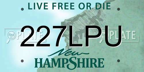 227LPU New Hampshire License Plate