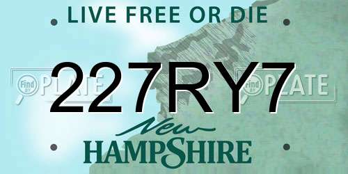 227RY7 New Hampshire License Plate