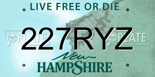 227RYZ New Hampshire License Plate