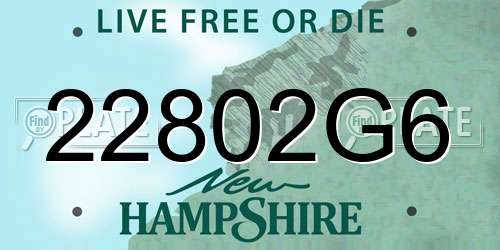 22802G6 New Hampshire License Plate