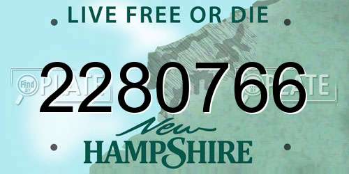 2280766 New Hampshire License Plate