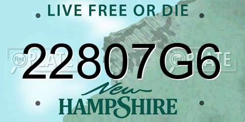 22807G6 New Hampshire License Plate