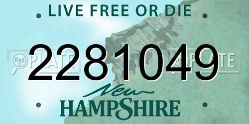 2281049 New Hampshire License Plate