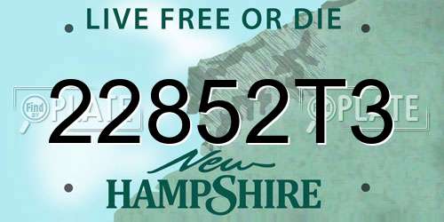 22852T3 New Hampshire License Plate