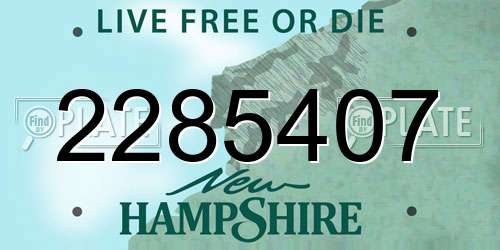 2285407 New Hampshire License Plate