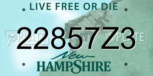 22857Z3 New Hampshire License Plate