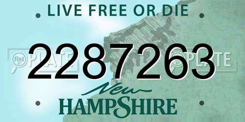 2287263 New Hampshire License Plate