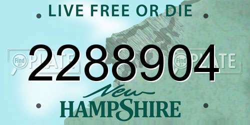 2288904 New Hampshire License Plate