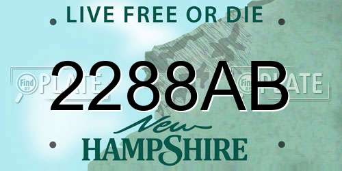 2288AB New Hampshire License Plate