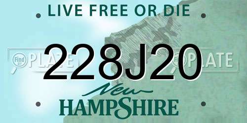 228J20 New Hampshire License Plate