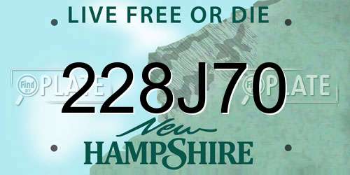 228J70 New Hampshire License Plate