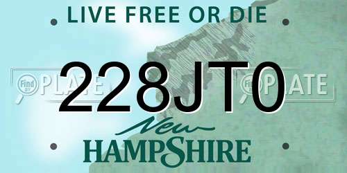 228JT0 New Hampshire License Plate