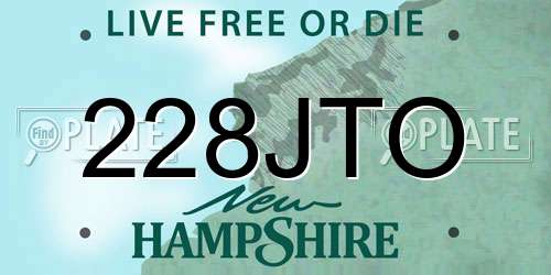 228JTO New Hampshire License Plate