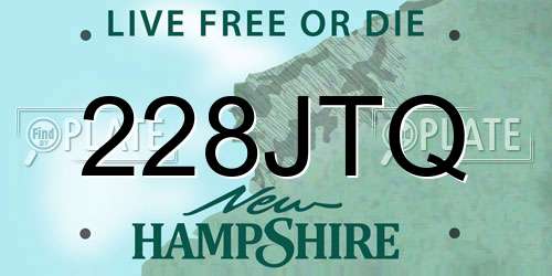 228JTQ New Hampshire License Plate