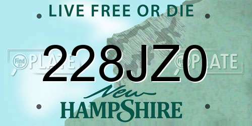 228JZ0 New Hampshire License Plate
