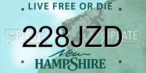 228JZD New Hampshire License Plate