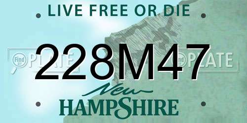 228M47 New Hampshire License Plate