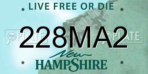 228MA2 New Hampshire License Plate