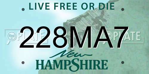 228MA7 New Hampshire License Plate