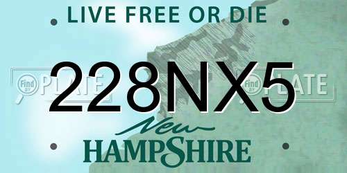 228NX5 New Hampshire License Plate