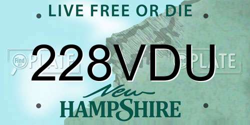 228VDU New Hampshire License Plate