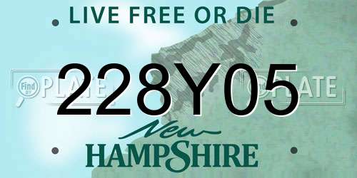 228Y05 New Hampshire License Plate